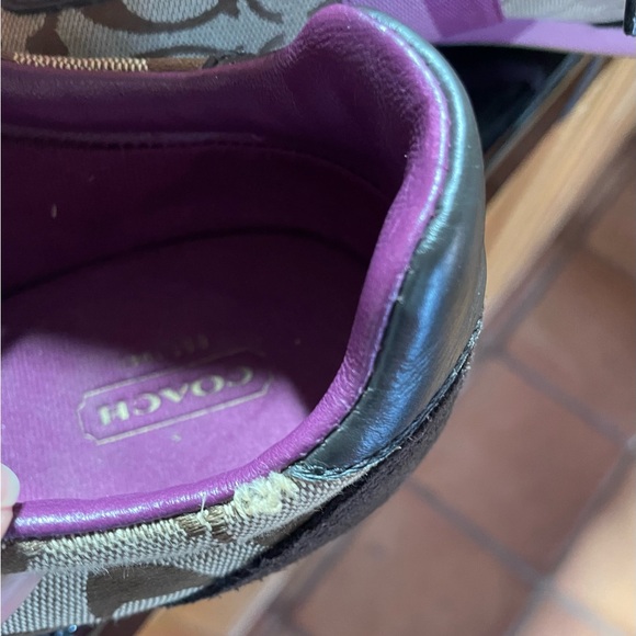 Coach fashion sneakers sz 10 brown purple, pink, tan, logo canvas, leather - Picture 5 of 5